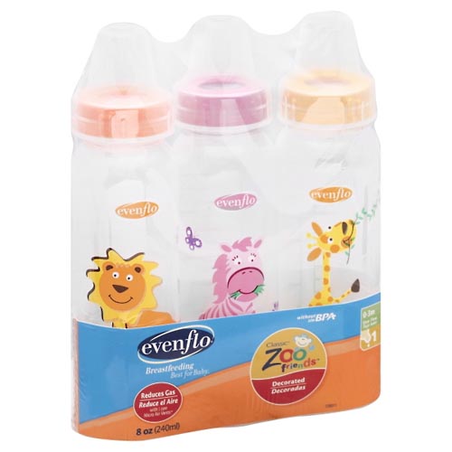 Image for Evenflo Bottles, Slow Flow, Decorated, 8 oz, 1 0-3 m,3ea from West Concord pharmacy