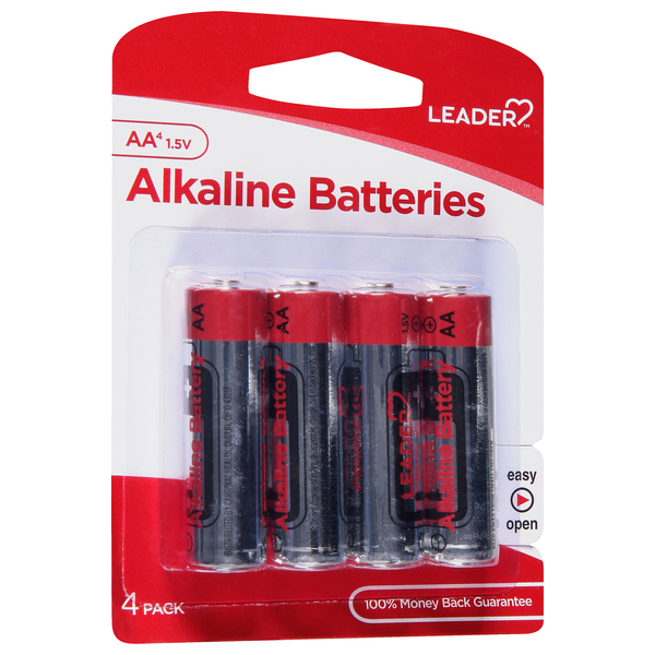 Image for Leader Batteries, Alkaline, AA, 1.5 Volt, 4 Pack, 4ea from West Concord pharmacy