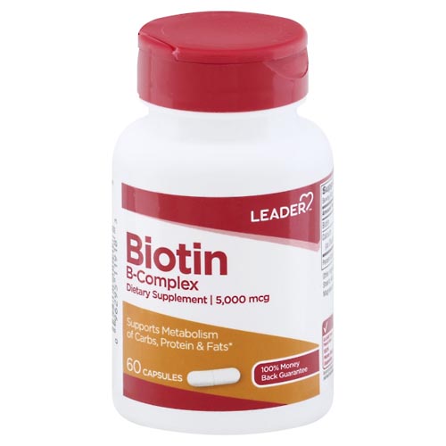 Image for Leader Biotin B-Complex, 5000 mcg, Capsules,60ea from West Concord pharmacy
