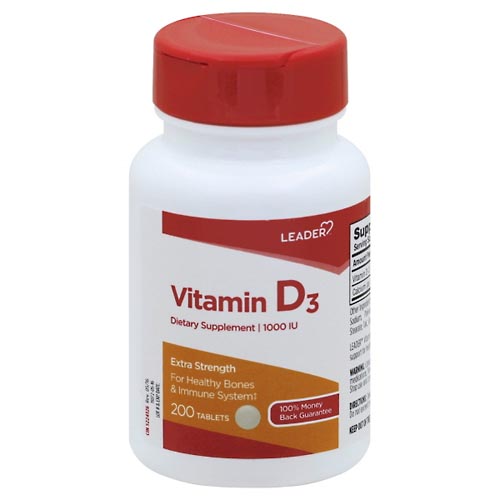 Image for Leader Vitamin D3, Extra Strength, 1000 IU, Tablets,200ea from West Concord pharmacy