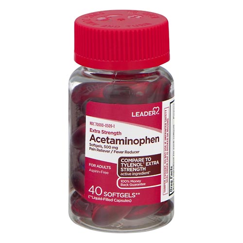 Image for Leader Acetaminophen, Extra Strength, 500 mg, Caplets,40ea from West Concord pharmacy