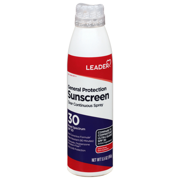 Image for Leader Sunscreen, Clear Continuous Spray, Broad Spectrum SPF 30,5.5oz from West Concord pharmacy